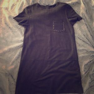 Faux suede shift dress